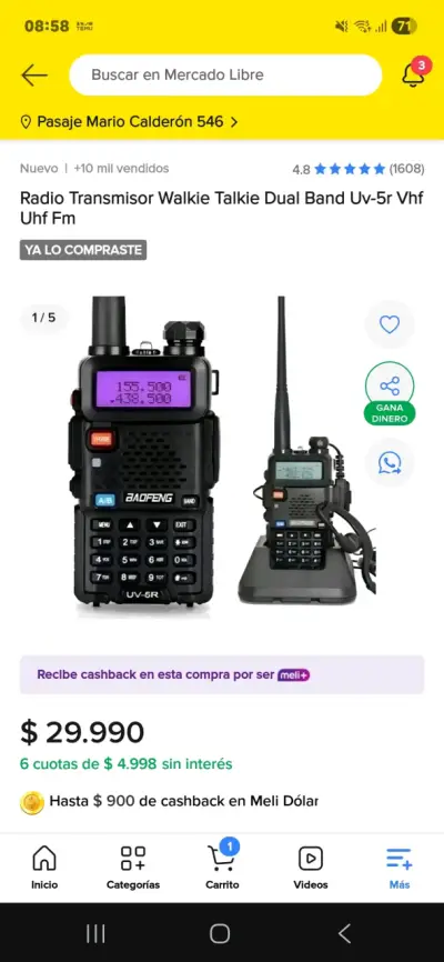 Radio Baofeng UV-5R Dual Band - miniatura 1