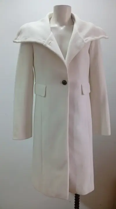 Abrigo Largo Blanco Japonés Talla 38 Lana - miniatura 1