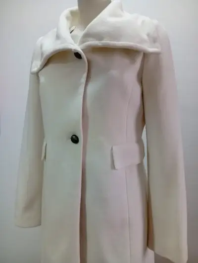 Abrigo Largo Blanco Japonés Talla 38 Lana - miniatura 3