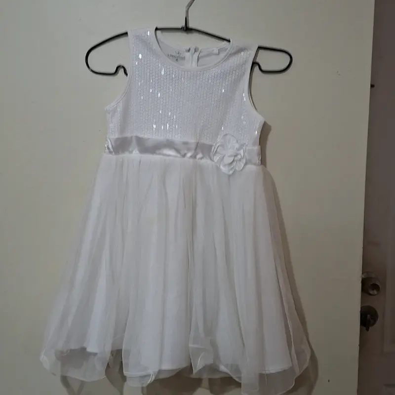 Vestido blanco niña con lentejuelas - 1