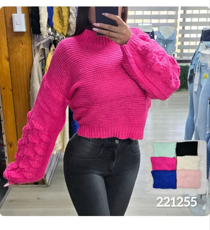 Suéter tejido grueso colores : blanco,menta,rosa