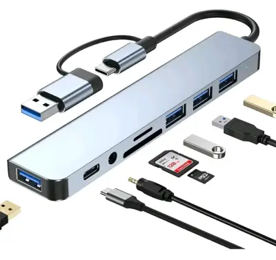 Hub USB-C multifuncional plateado - miniatura 1