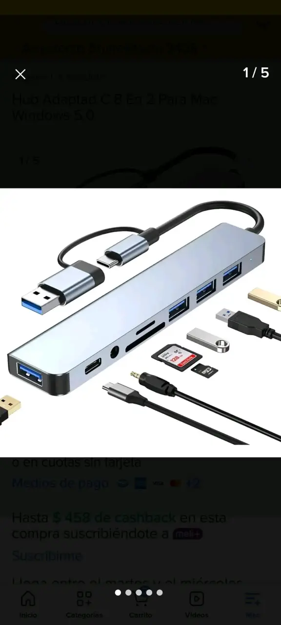Hub USB-C multifuncional plateado - 2