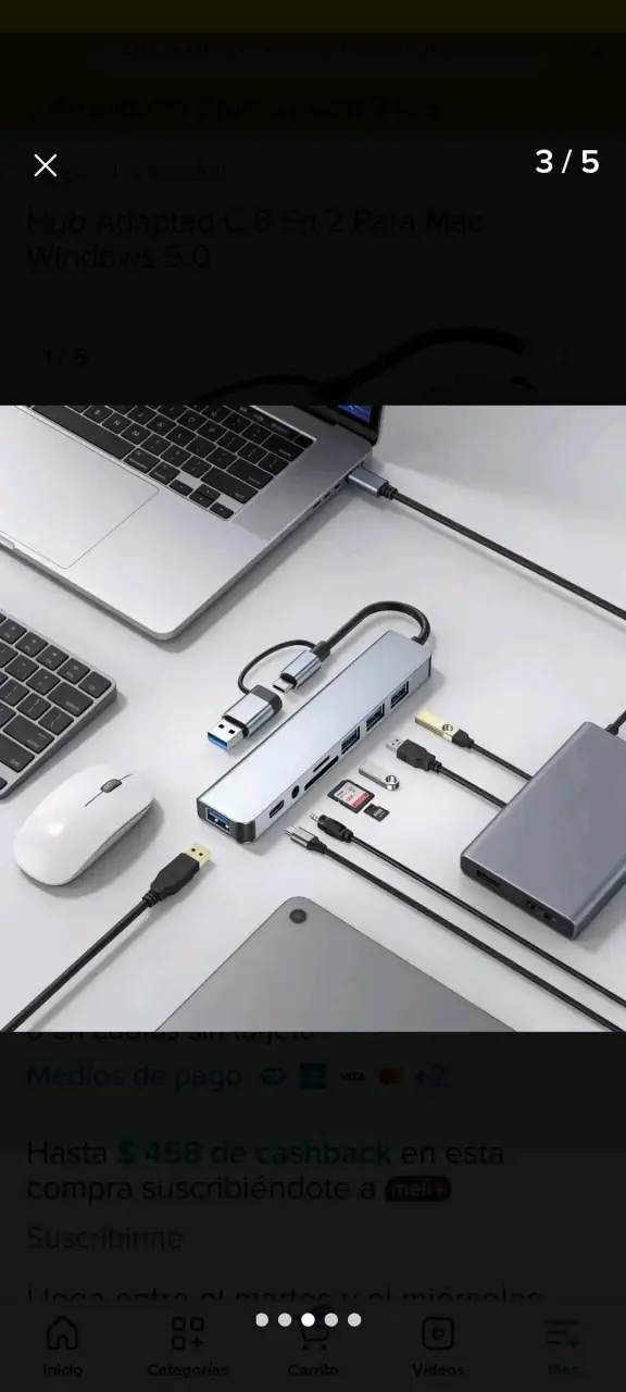 Hub USB-C multifuncional plateado - 3