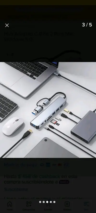 Hub USB-C multifuncional plateado - miniatura 3