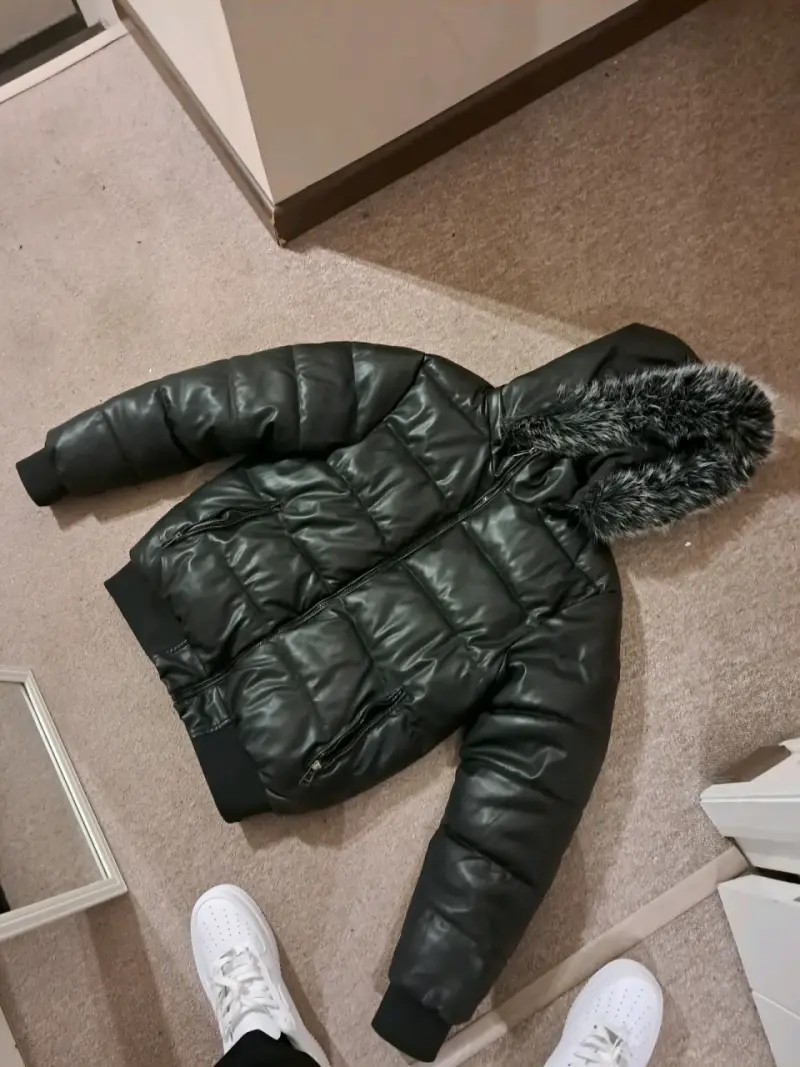 Chaqueta Puffer Negra impermeable con Capucha desm - 2