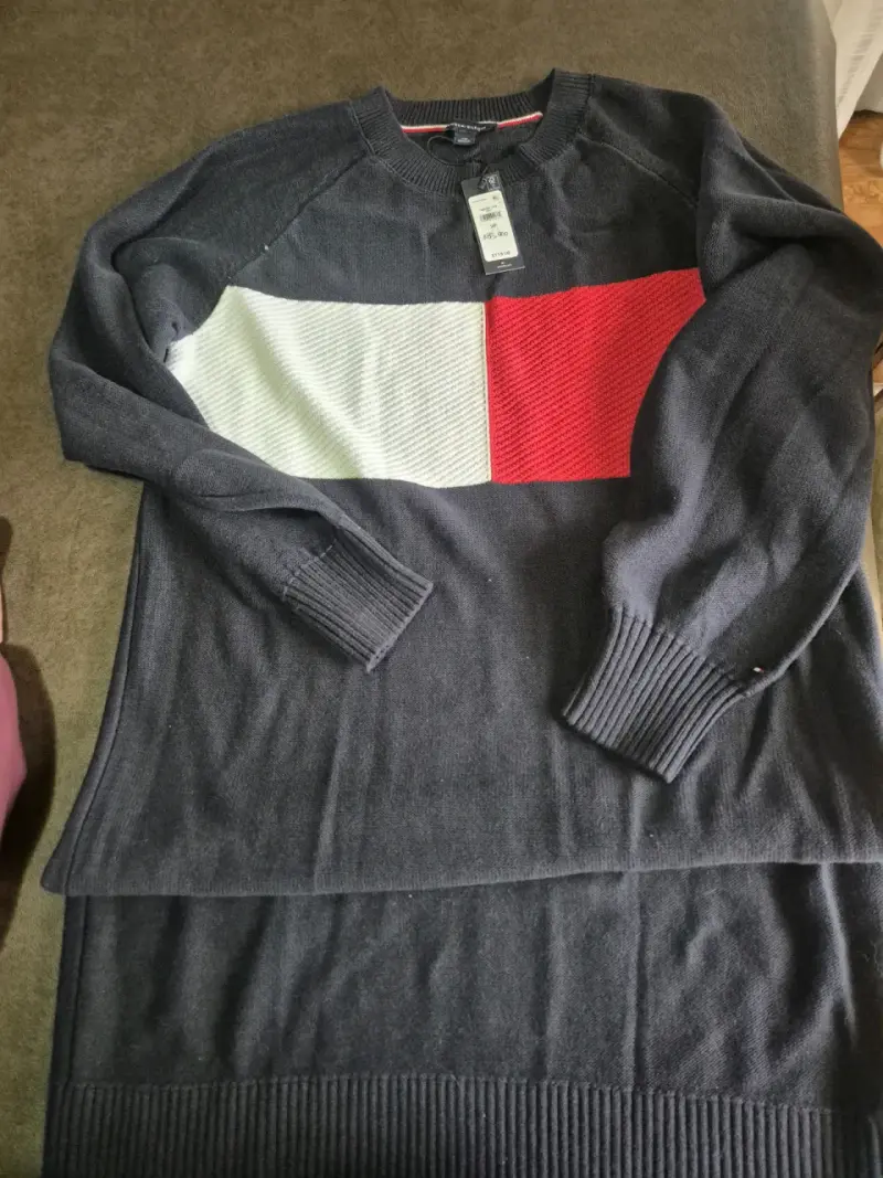 Vestido,Suéter azul con bloque tricolor - 1
