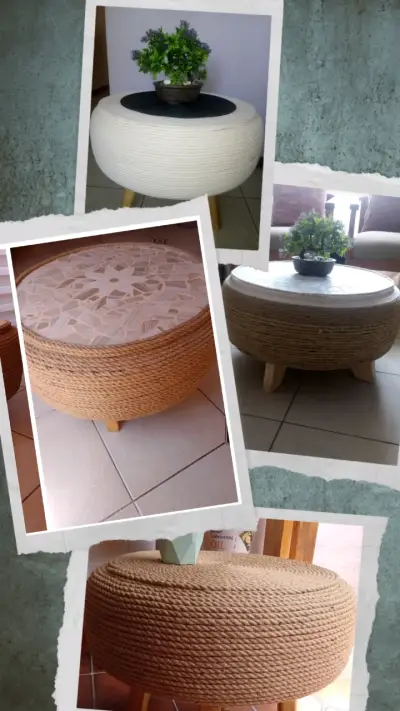 Mesa decorativa de fibra natural - miniatura 1