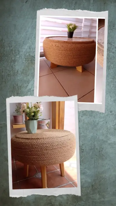 Mesa decorativa de fibra natural - miniatura 2