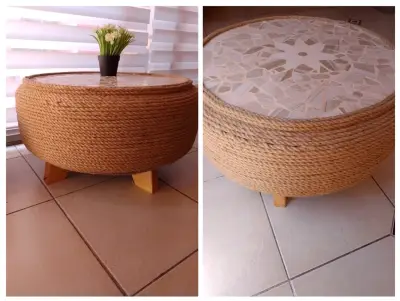 Mesa decorativa de fibra natural - miniatura 5