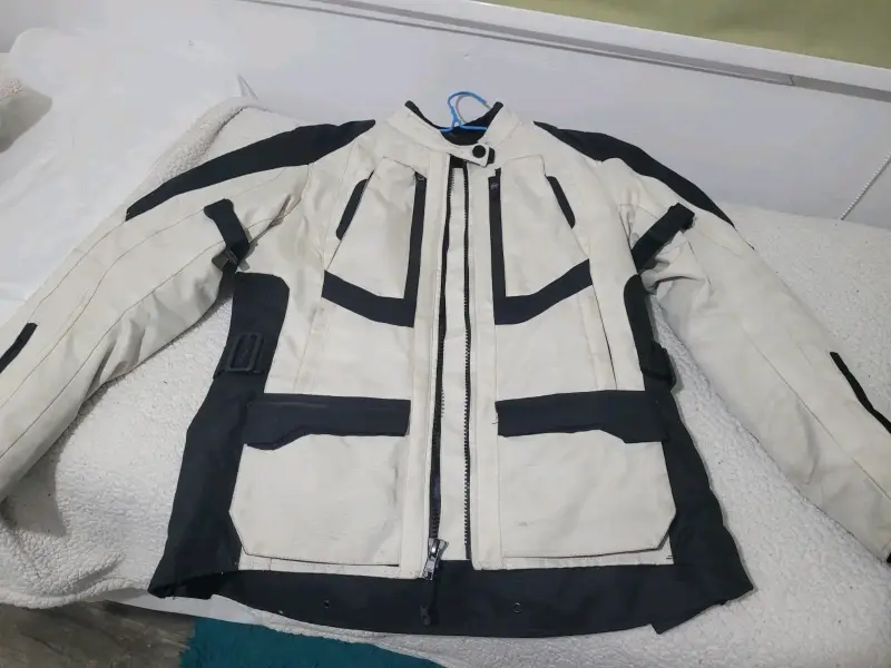 Chaqueta de motocicleta blanca y negra mujer - 3
