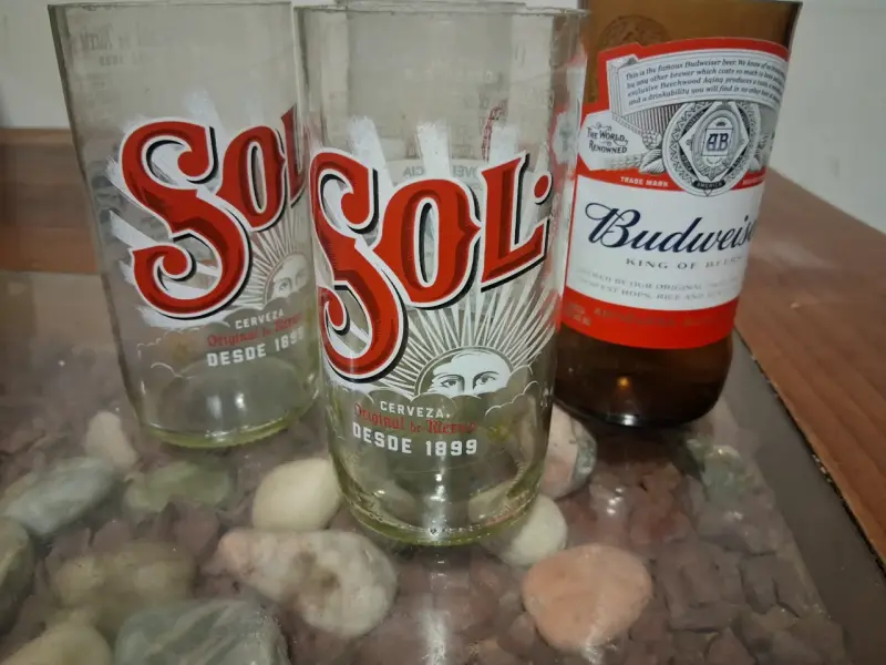 Vasos Sol y botella Budweiser - 2