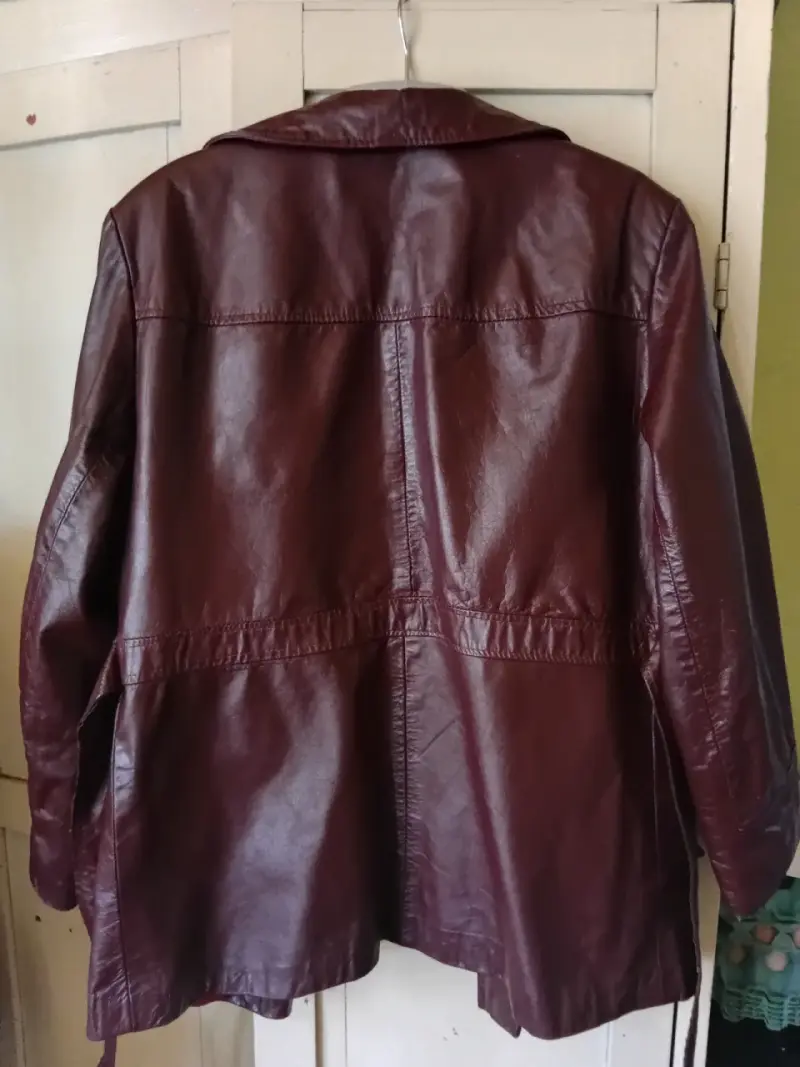 Chaqueta de cuero legítimo burdeo - 2