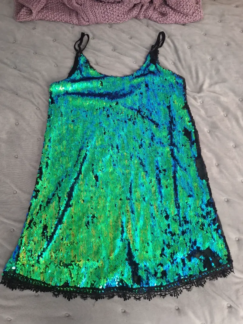 Vestido lentejuelas verde brillante - 1