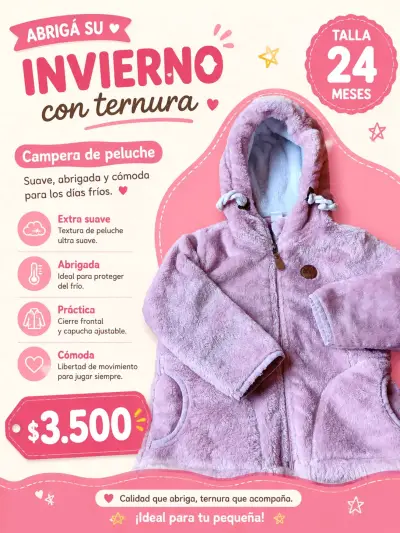Poleron de peluche para bebé - miniatura 1