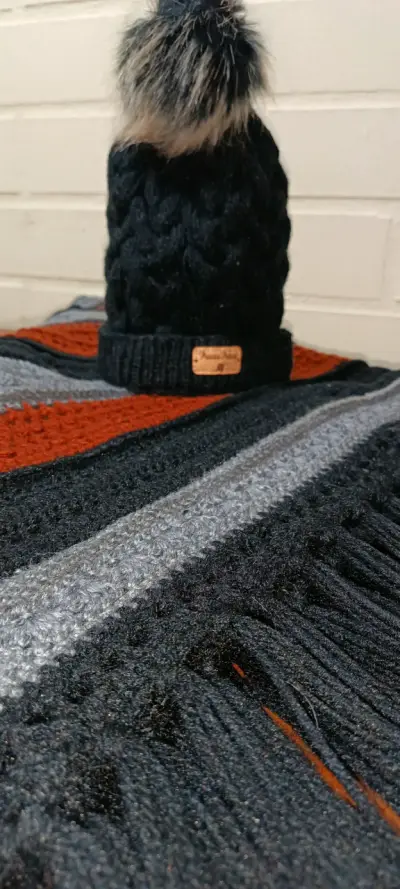 Chal tejido a mano tricolor - miniatura 3