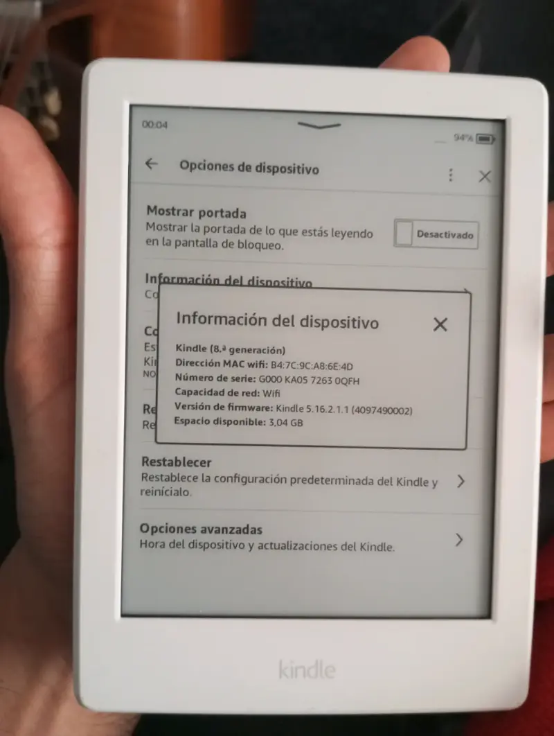 Kindle Amazon 8va Gen Blanco Impecable + Cable De - 3