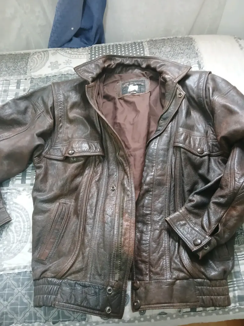 Chaqueta de cuero café Original - 1