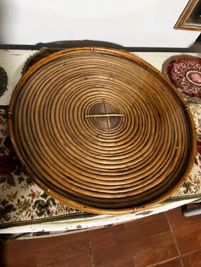 Bandeja o centro de mesa ratán con vidrio - miniatura 3