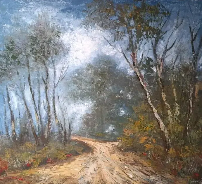 Cuadro paisaje naturalista con oleos