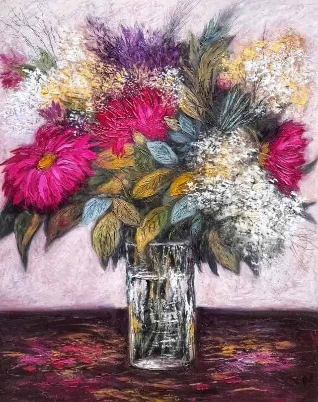 Cuadro de flores al óleo