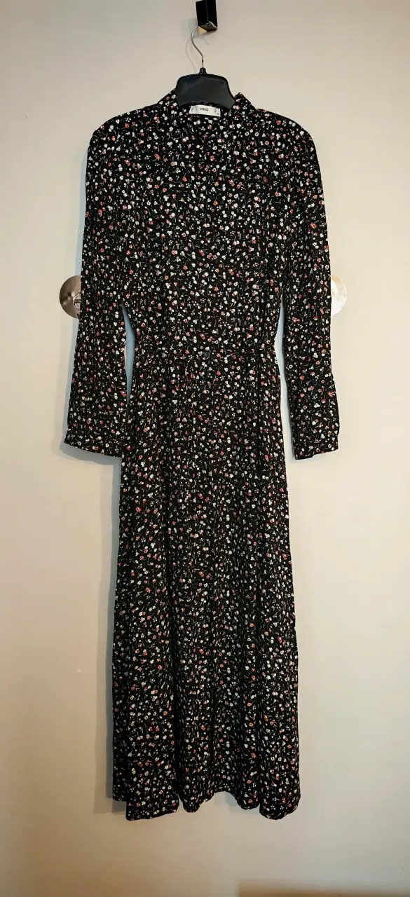 Vestido largo floral negro - 2