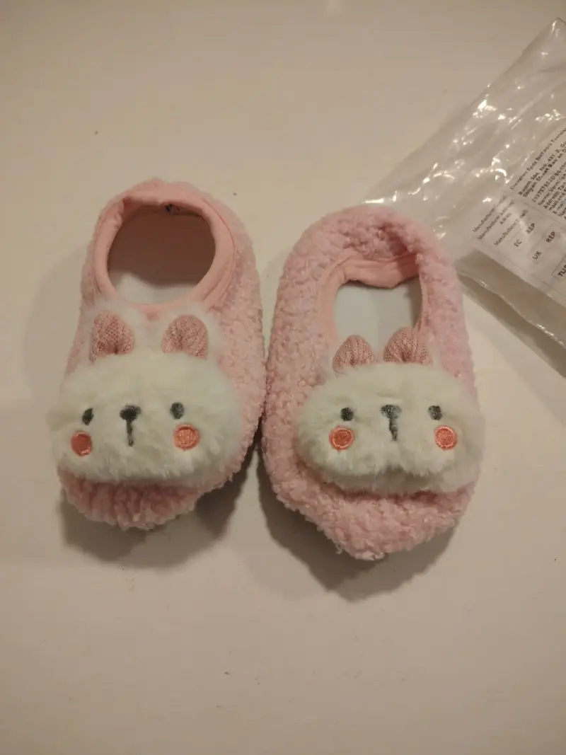 Pantuflas rosadas de conejo para bebé - 1