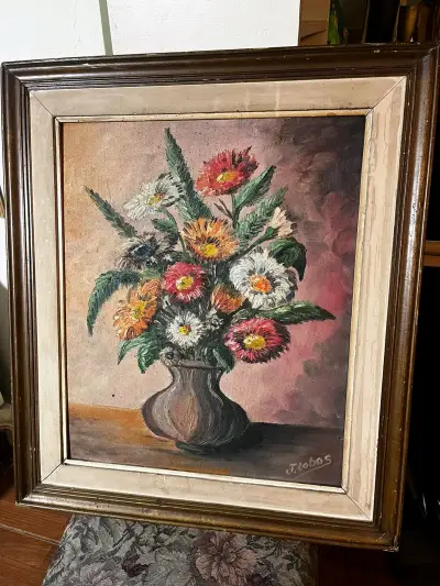 Pintura al óleo de flores - miniatura 1