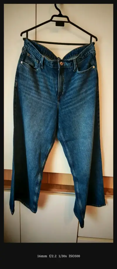 Jeans anchos de mezclilla azul - miniatura 1