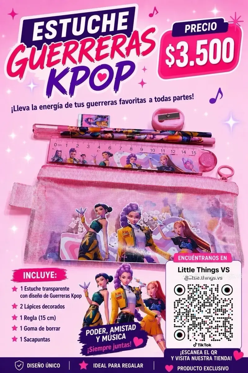 Estuche Guerreras KPOP con accesorios