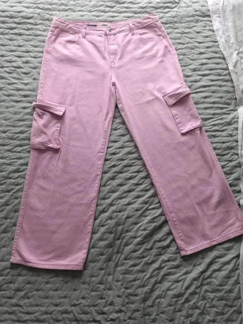 Pantalones cargo rosa mujer - 1
