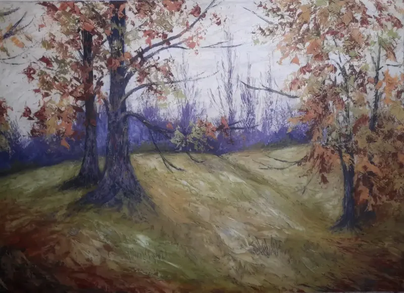 Pintura de paisaje otoñal