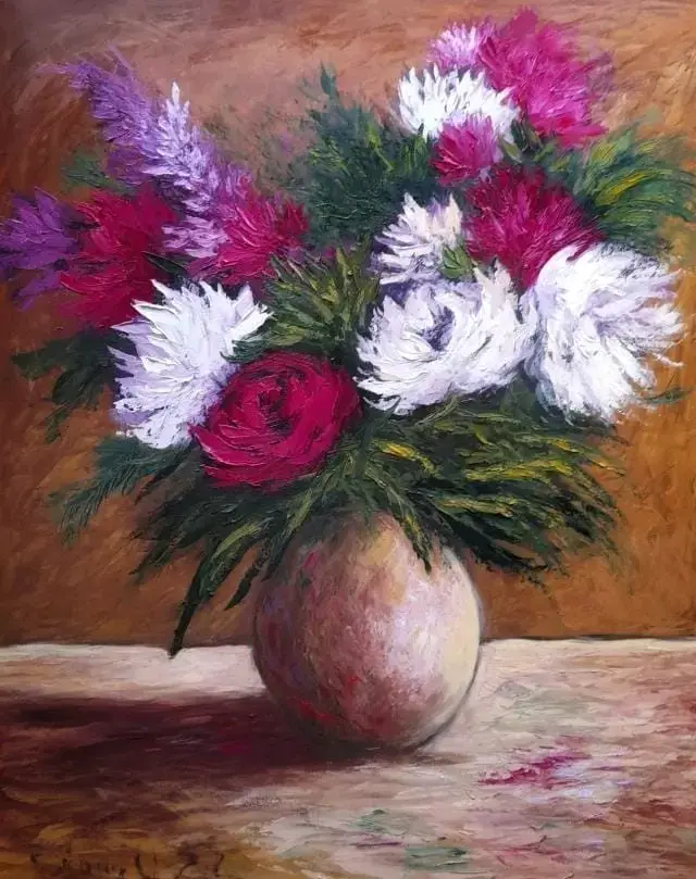 Cuadro floral con oleos