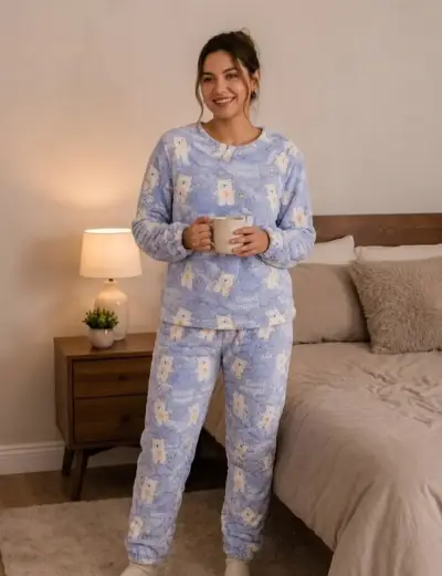 Pijama azul con ositos - miniatura 2