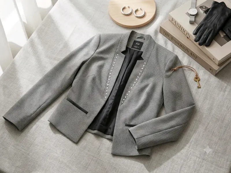 Blazer gris con detalles brillantes - 1