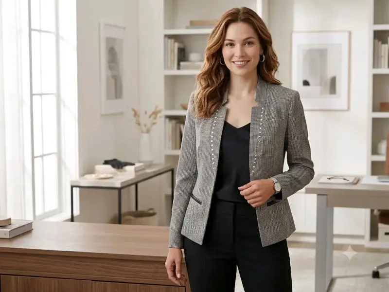 Blazer gris con detalles brillantes - 2