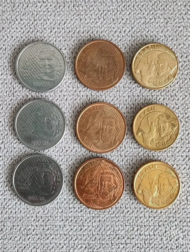 Lote de 9 monedas centavos de reales, Brasil - 2