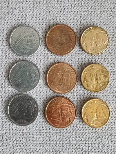 Lote de 9 monedas centavos de reales, Brasil - miniatura 2