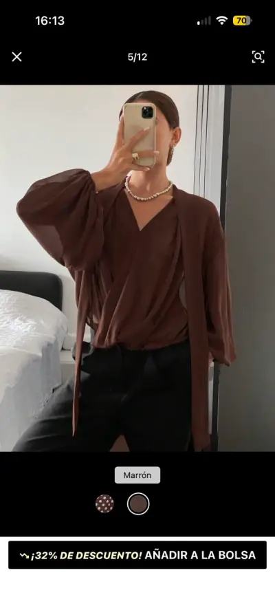 Blusa marrón de gasas - miniatura 2