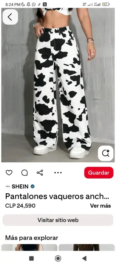 Pantalones wideleg print de vaca - miniatura 1