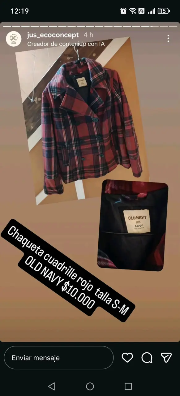Chaqueta cuadrillé rojo Old Navy L