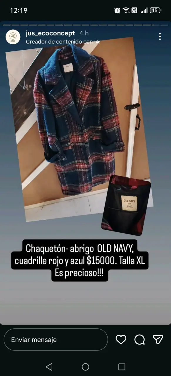 Abrigo Old Navy cuadros rojo y azul