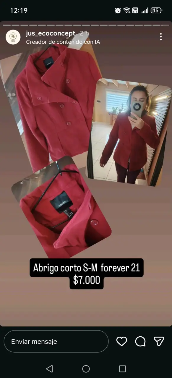 Abrigo corto rojo Forever 21