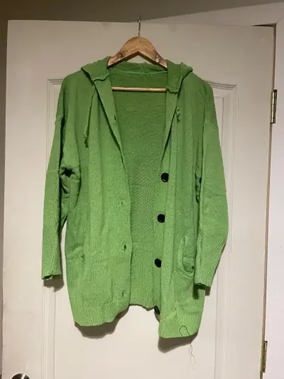 Cárdigan verde con capucha - miniatura 1