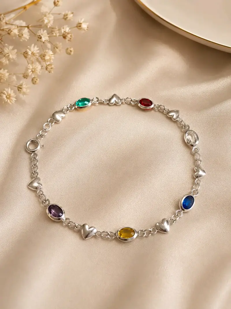 Pulsera de plata con gemas