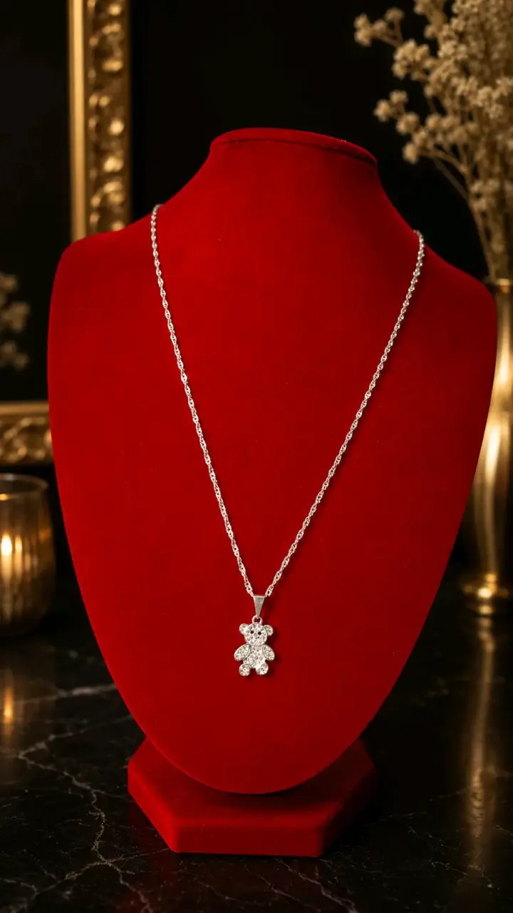 Collar colgante osito plata