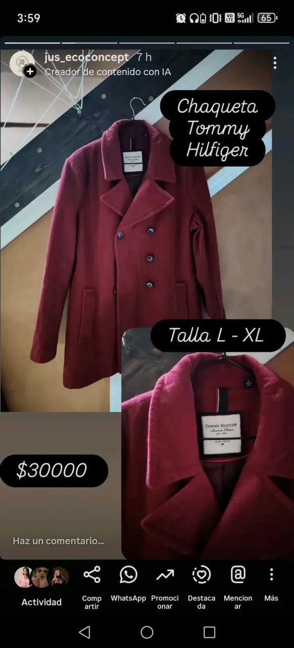 Chaqueta Tommy Hilfiger burdeos