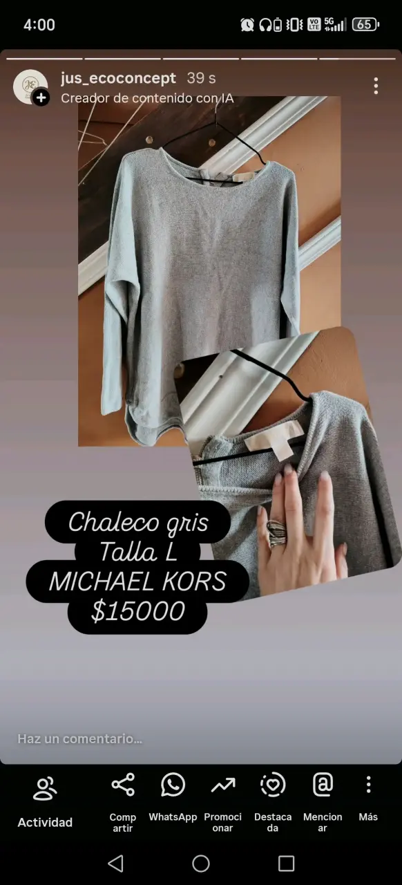 Chaleco gris Michael Kors