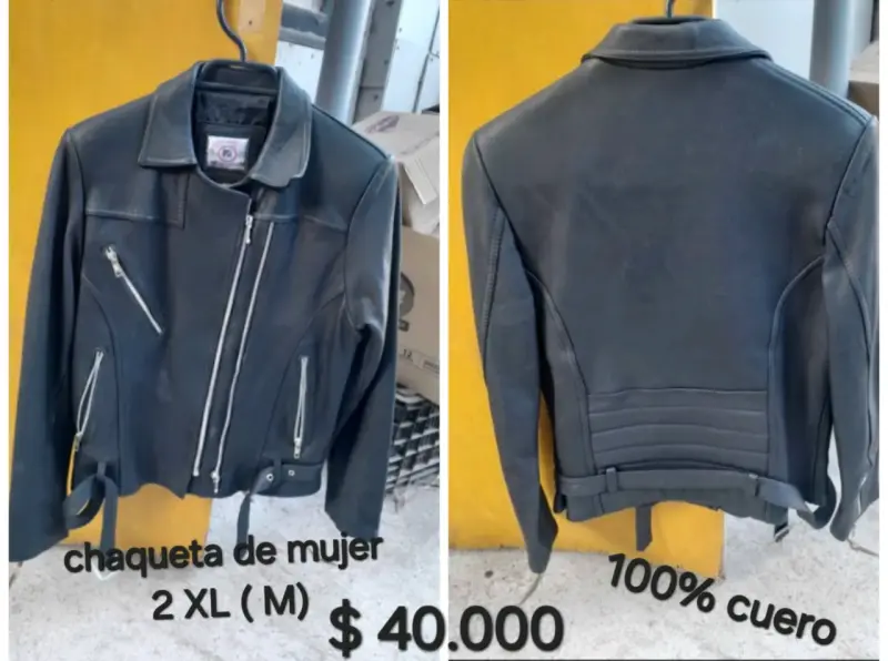 Chaqueta de cuero negra mujer