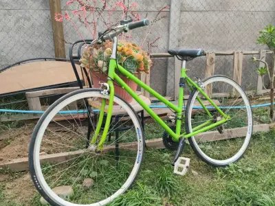 Bicicleta verde urbana pistera de ruta. - miniatura 1